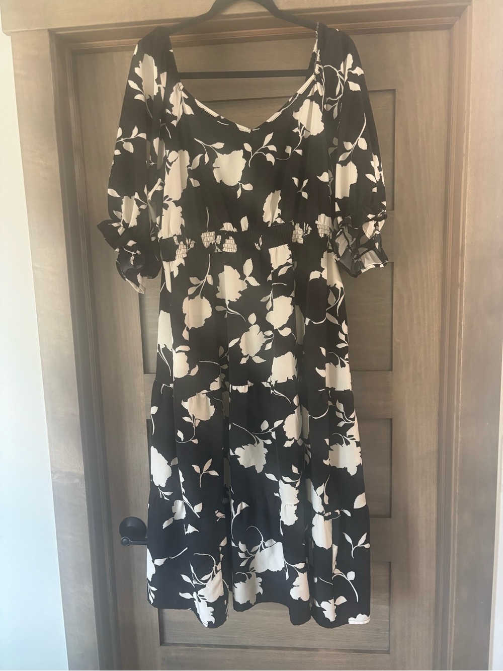 BloomChic Black & White Floral Midi Dress